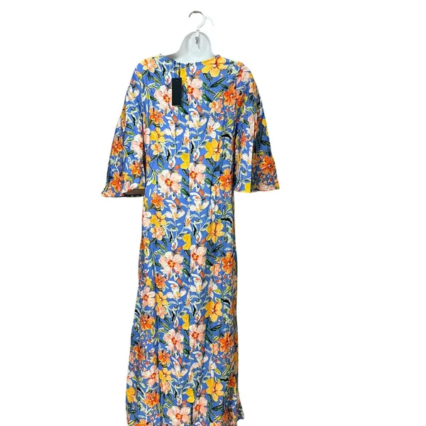 Apparallel Akira Dress Blue Floral Maxi Bell Sleeve S24-621 NWT Womens XS $170 - Image 3