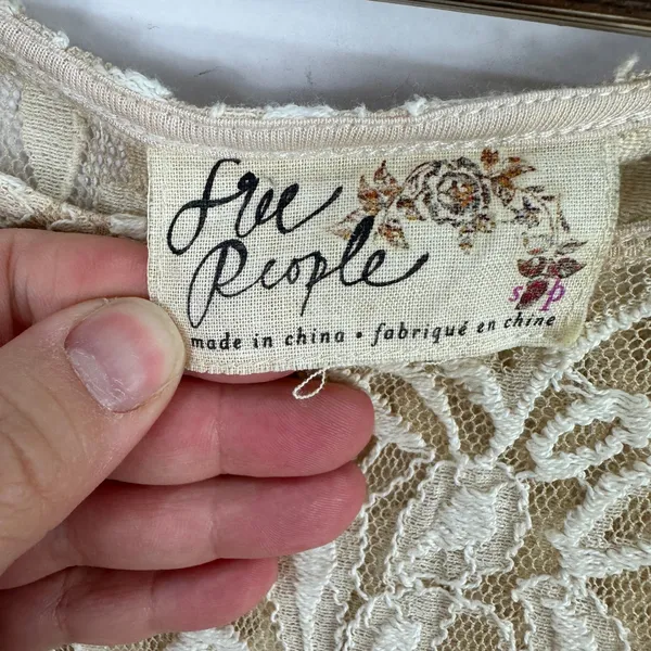 Free People Lace Dress Small Ivory Sheer Boho Cottagecore Fairy Romantic Vintage - Image 2
