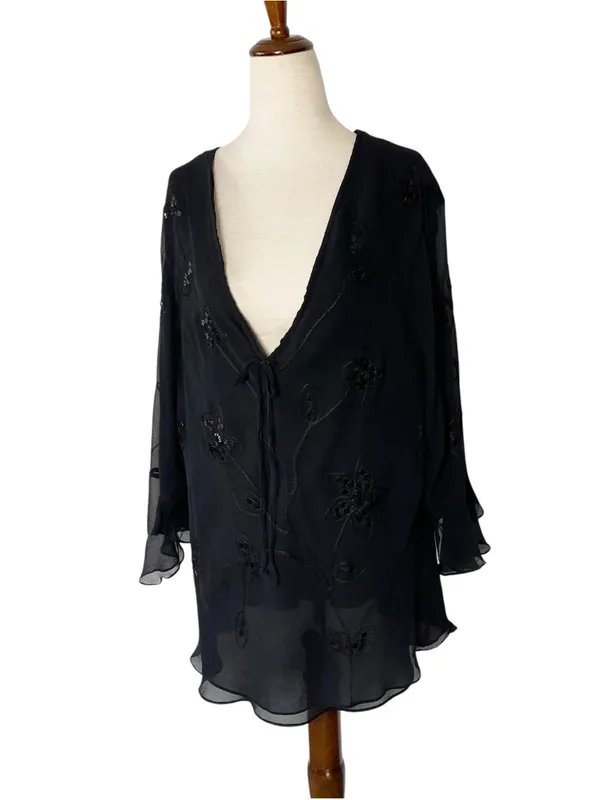 VINTAGE SILKLAND Witchy 100% Silk Top - Image 7