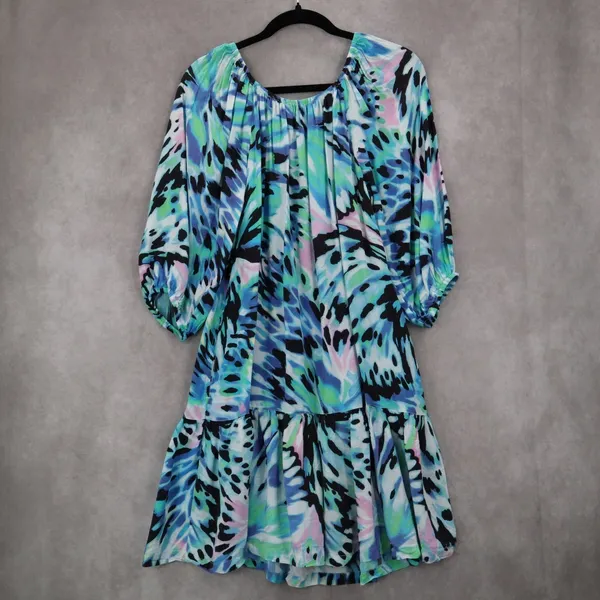 Tommy Bahama Blue Short Fit Flare Preppy Cocktail Business Colorful Dress‎ Small - Image 3