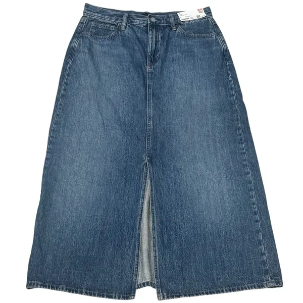 NEW Uniqlo Long A-Line Denim Skirt Cottagcore Fall Holiday Pumpkin Patch Size 6‎ - Image 2