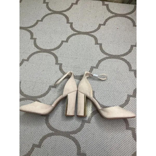Lulus Laura Light Nude Suede Ankle Strap Heels, size 8, NWOT - Image 15