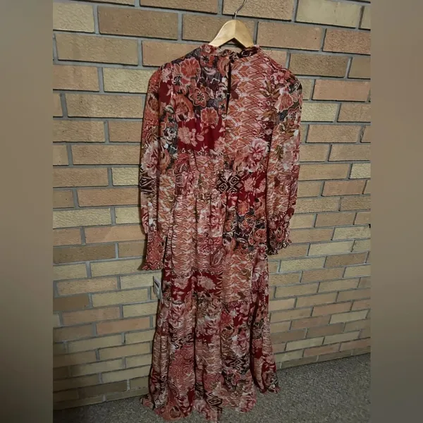 NWT Julia Jordan Floral Smocked Maxi Dress Long Sleeve Red Size 4 - Image 8