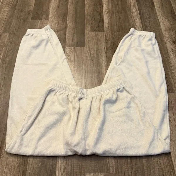 American Eagle Cream Fleece Jogger Sweatpants - Image 2