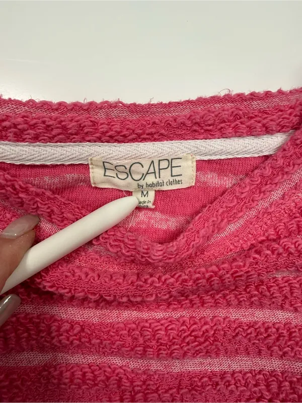 Escape 100% Cotton Fuchsia Textured Knit Pullover White Size M - Image 5
