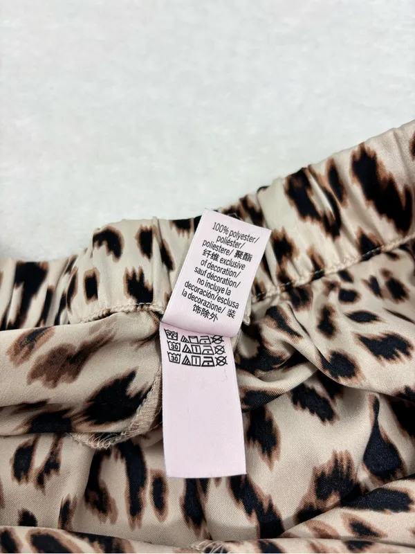 Victoria's Secret Leopard-Print Satin Pants in Cream, Brown, Black Size S - Image 6
