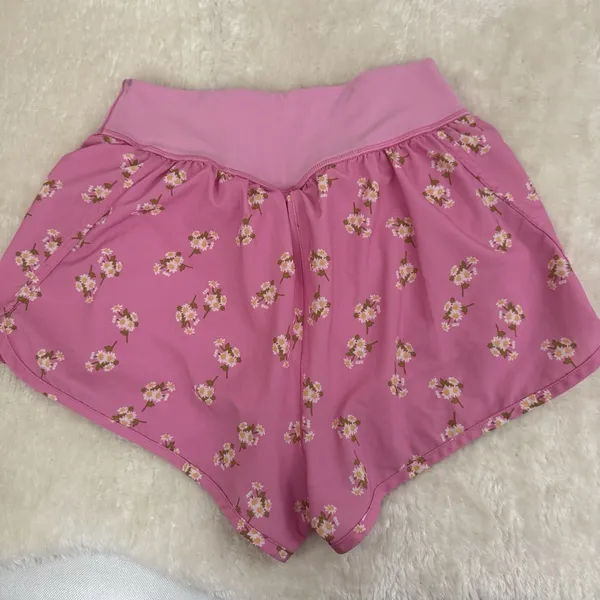 Offline By Aerie Nylon Running Shorts Womens L Lined Pink Floral Training Gym XS - Image 2
