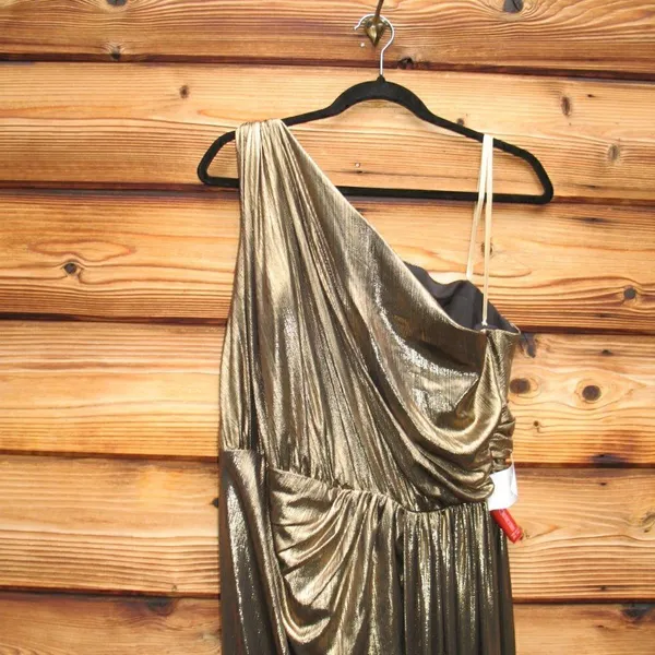 Mac Duggal 26537 Womens Draped One Shoulder Grecian Metallic Gown Dress - Image 14