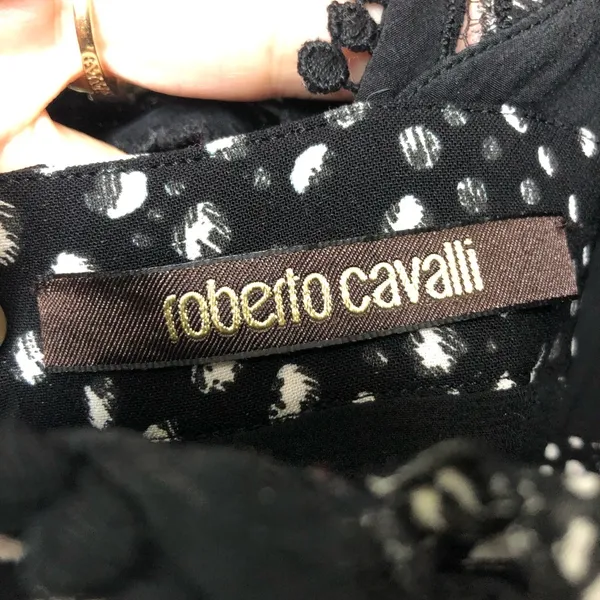 Roberto Cavalli Black & White Halter Maxi Dress with Slit - Image 11