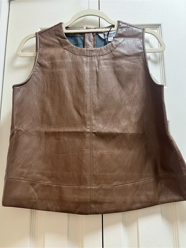 Velvet Heart Brown Leather-Look Sleeveless top - Image 2