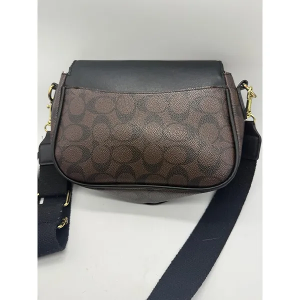 Coach Signature Lucy Crossbody‎ Bag Womens Small Brown Canvas Leather Buckle - Image 4