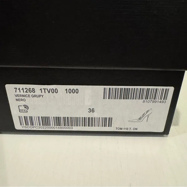 Auenthic Saint Laurent Square Toe Black Pump Heel Sandal Size 36 NIB - Image 10