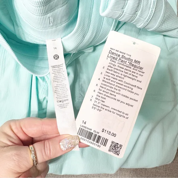Lululemon Dance Studio Mid Rise Lined Pants Size 12 14 Ideal Mint NWT - Image 9