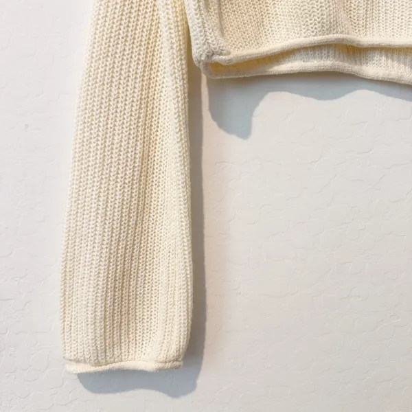 Wild Fable Sweater‎ Size XS Cream Knit Flare Sleeve Rolled Hem Crop Garden Party - Image 3