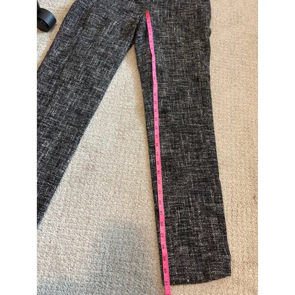 Theory Tweed Trousers Women 6 Black White Straight Leg‎ Professional Dress Pants - Image 6