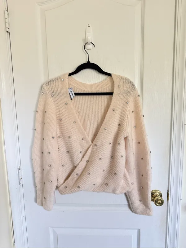 Self Portrait Diamanté Back Twist Sweater Size M - Image 4