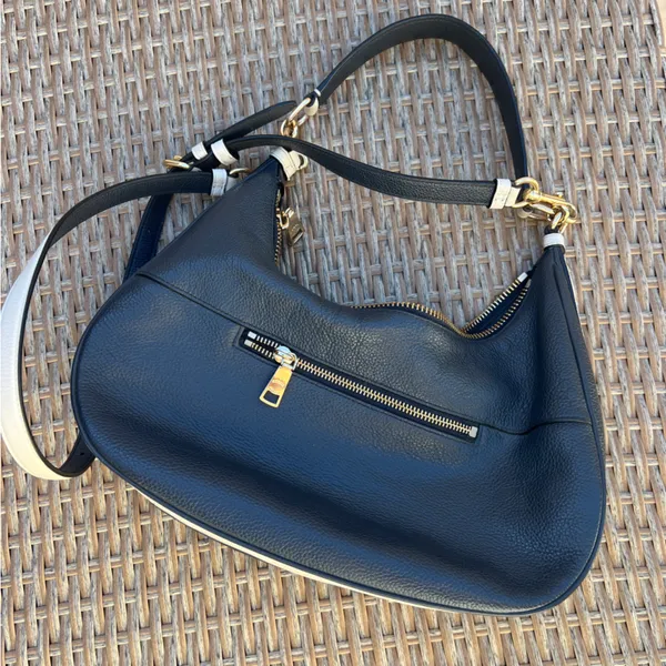 Coach Harley East West Hobo Navy Blue Ivory Leather Shoulder & Crossbody Bag - Image 11