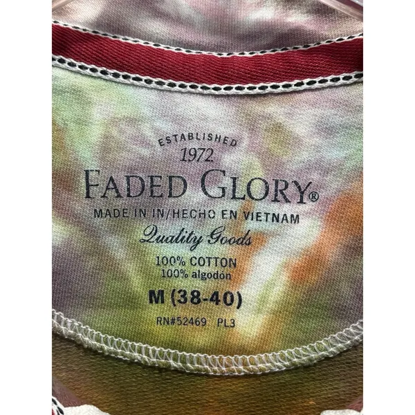 Faded Glory 1/4 Zip Sweatshirt Tie Dye Size M Long Sleeve Collar Cotton Boho‎ - Image 2