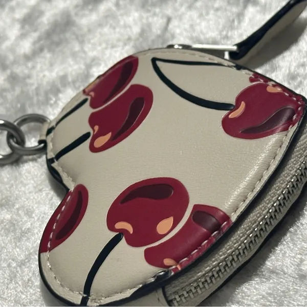 Coach Heart Coin Pouch Bag Charm With Cherry Print - Image 9