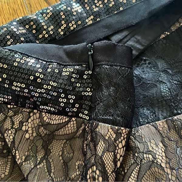 Miss Me MM Couture sequin and lace gold and black mini skirt NEW with tags - Image 4