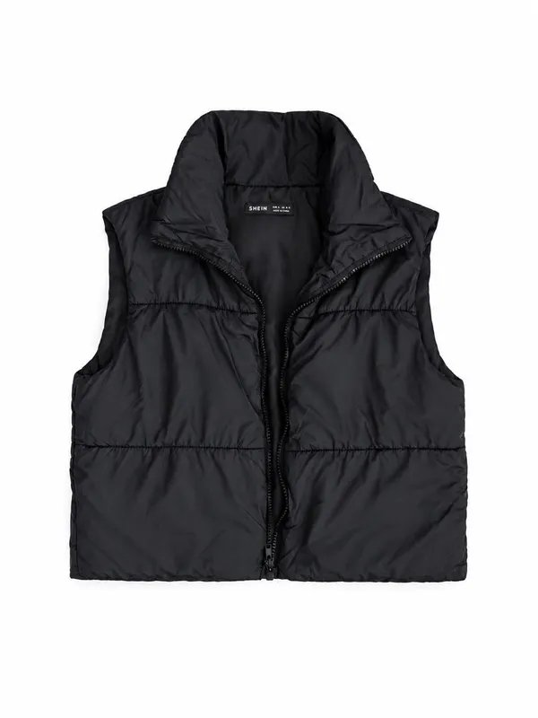 SHEIN Black Puffer Vest Women’s Medium - Image 2