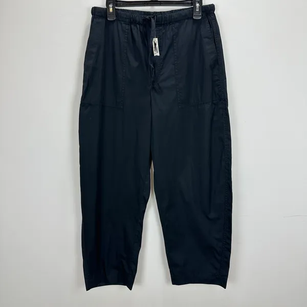 Madewell Pull-On Barrel-Leg Utility Pants in Poplin Cotton Black Wide Leg M NWT - Image 6