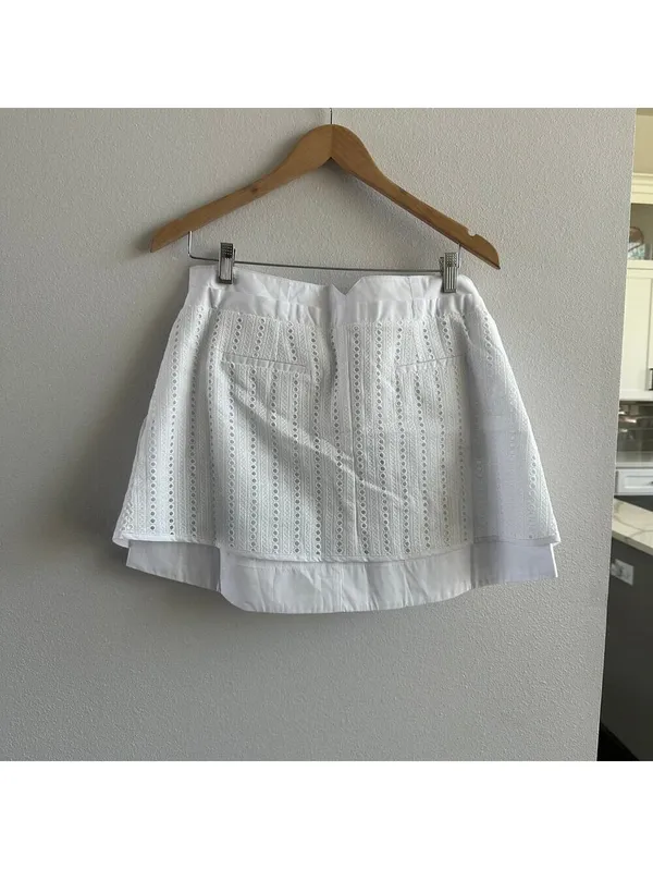 Thakoon Eyelet Combo Mini Skirt Size 8 White NWT - Image 7