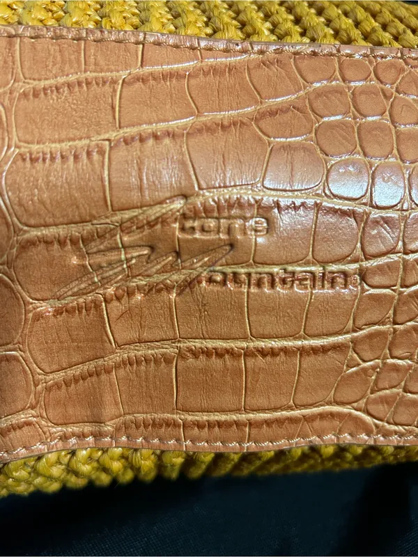 Stone Mountain Havana Orange Woven Tote Bag Tan Trim Flower Charm NWT - Image 7