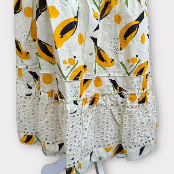 Tiered Eyelet and Bird Print Midi Dress - Image 6