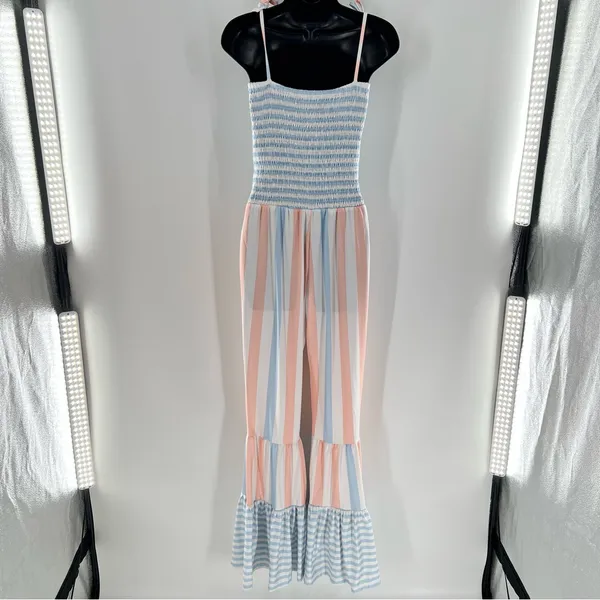 Striped Pink and Blue Jumpsuit Size M - Image 9