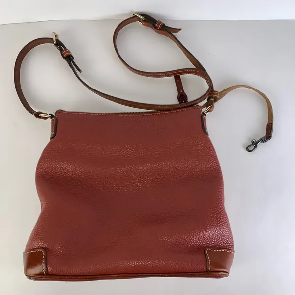 Dooney and Bourke Burnt Orange Pebbled Leather Crossbody Handbag Medium - Image 2