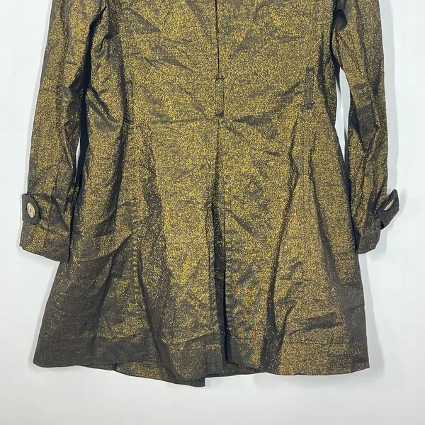 Wet Seal‎ Vintage Y2K NWT Trench Coat Size Large Gold Metallic Double Breasted - Image 6
