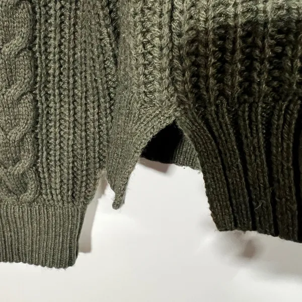NWT J. Crew Olive Mockneck Cable Knit Sweater Wool Blend Sz Medium - Image 5