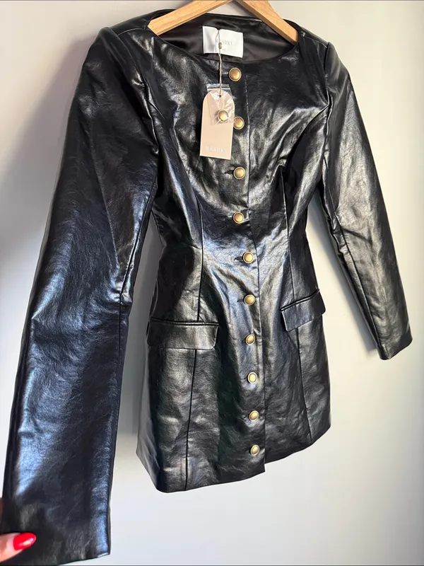 NEW MESHKI Nancy Faux Leather Mini Dress - Image 6