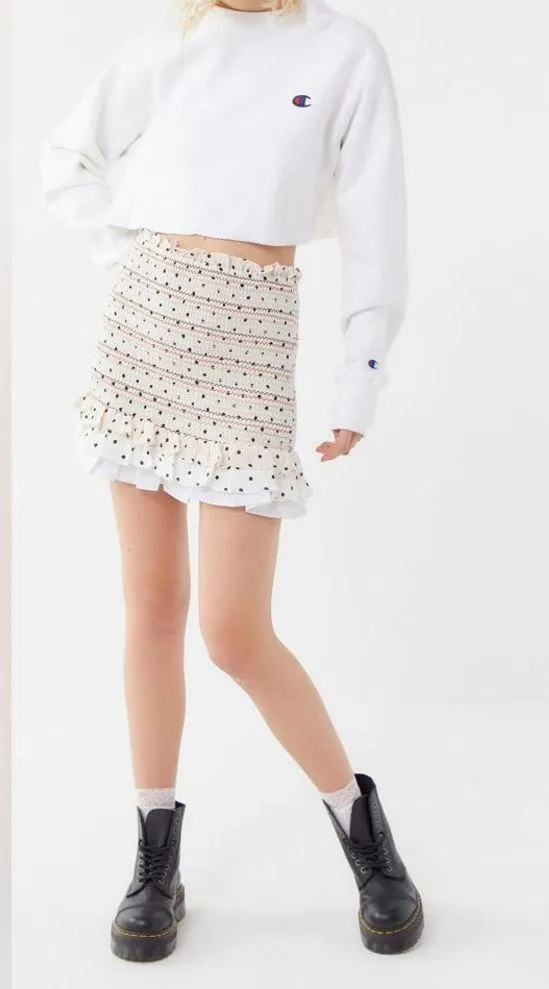 English Factory Polka Dot Smocked Mini Skirt Size Small - Image 2