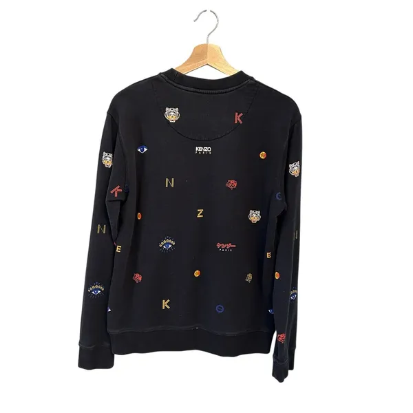 Kenzo Allover Tiger Logo Classic men’s black Sweatshirt medium - Image 2
