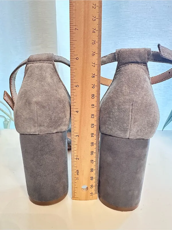 Steve Madden Mirna Gray Suede Ankle Strap Block Heel Sandals 8.5(SH126) - Image 12
