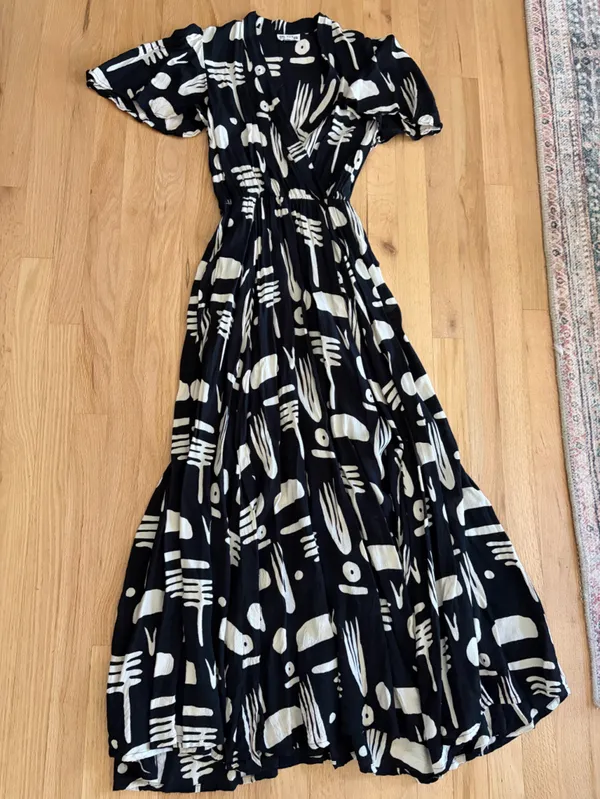 Bel Kazan La Vie En Rose Dress black Ledo novelty abstract print medium maxi - Image 3
