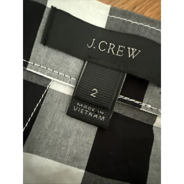 J Crew Skirt Womens 2 Black White Gingham Mini Asymmetric Ruffle Wrap A‎ Line - Image 5