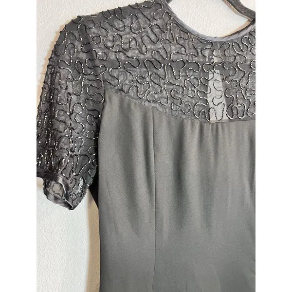Laurence Kazar Womens vintage short sleeve beaded Formal‎ dress, Size Medium - Image 2