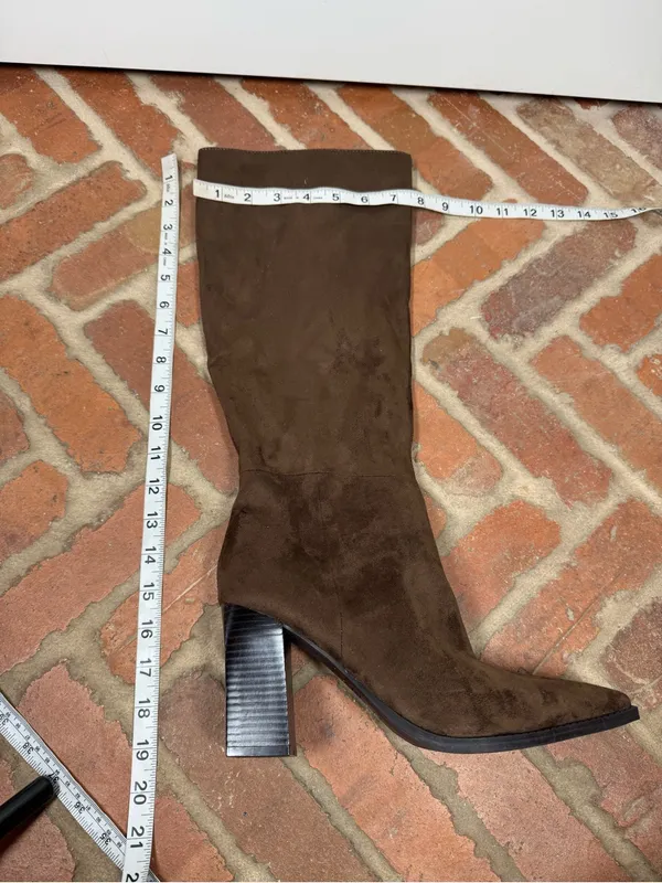 Nine West Zeran Knee High Boots Brown faux suede Size 9 Block Heel Full Zip fall - Image 5