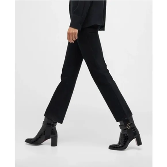 Christian Louboutin Croc Embossed Chelsea Boot 70 Calf Leather in‎ Black Size 37 - Image 2