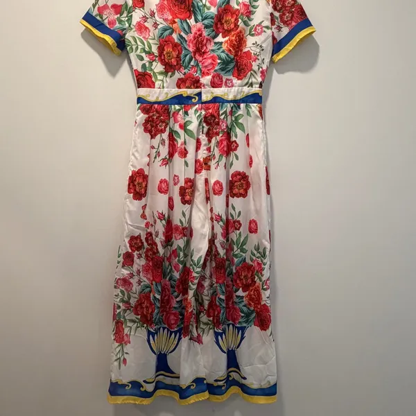 L'ATISTE BY AMY Women's Medium Floral Print Wide Leg Jumpsuit Collared Button - Image 11