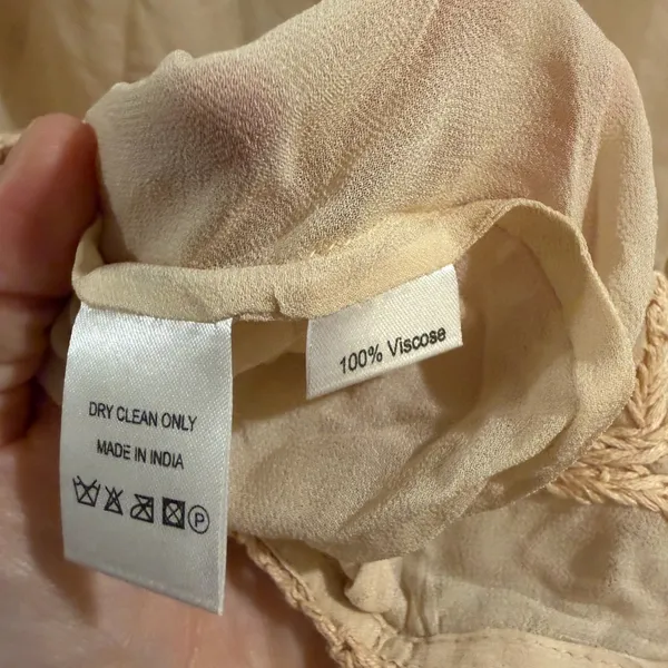 Beige Embroidered Women's Top Tan Size L - Image 8