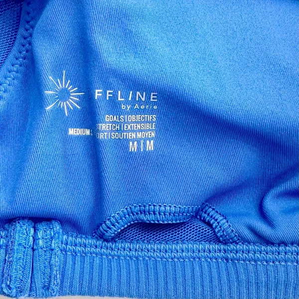 NWT Offline by Aerie Goals Blue Ribbed Padded Sports Bra - Size: Medium - Image 3
