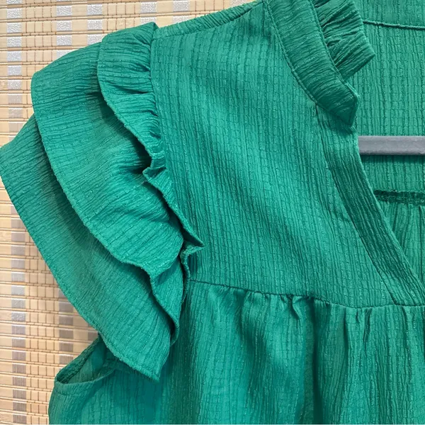 Green Ruffled Sleeveless Dress - Image 3