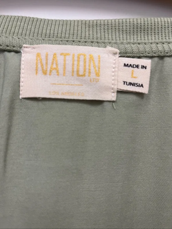 NWT Nation LTD Olive Green Satin V-Neck Women's Top size L - Image 2
