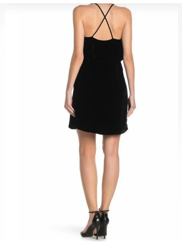 Madewell Black Velvet Ruffle-Trim Spaghetti-Strap Mini Dress - Image 2