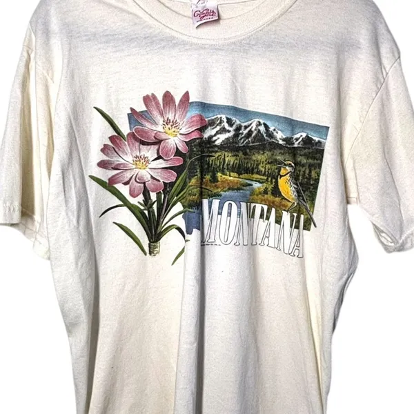 Vintage 80's Ginnies Girl M T-shirt Montana Tee Postcard Crewneck Short sleeve - Image 2
