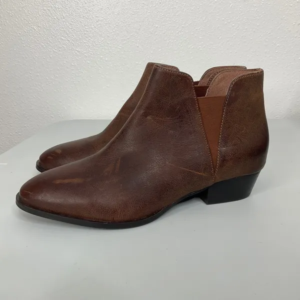 Seychelles Brown Leather Ankle Boots Western Almond Toe‎ Block Heel Womens 7.5 - Image 3